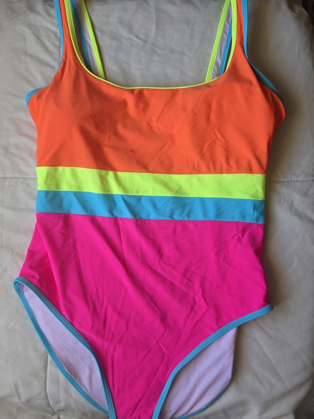 POPVIL Neon Colorblock One Piece Swimsuit Size XL (NWT)